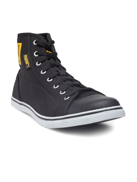 

Puma Men Black Streetballer IDP Solid Canvas Mid-Top Sneakers