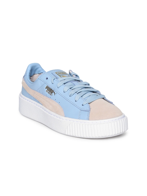 

Puma Women Blue & Pink Basket Platform Coach FM Leather Sneakers