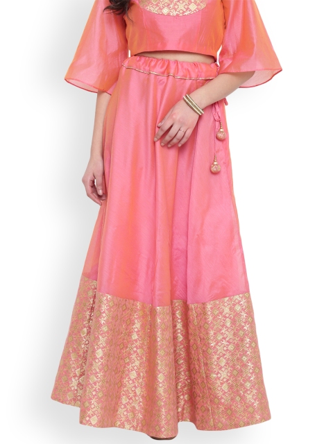 

studio rasa Women Bhagalpuri Hand Block Printed Skirt, Pink