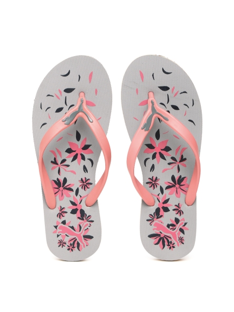 

Puma Women Grey & Pink Printed Lucie Flower IDP Thong Flip-Flops