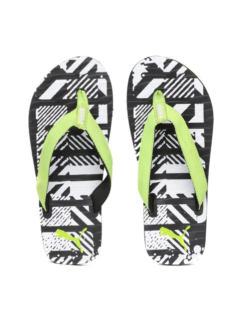 

Puma Unisex Fluorescent Green & Black Printed Thong Flip-Flops