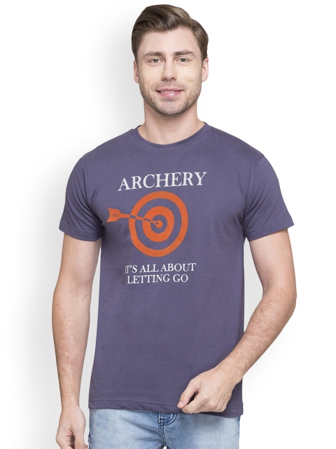 

Globus Men Navy Blue Printed Round Neck T-shirt