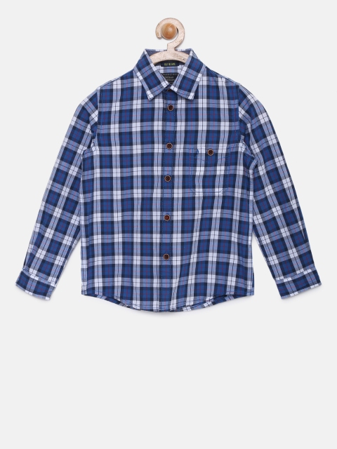 

Indian Terrain Boys Navy Blue & White Checked Casual Shirt