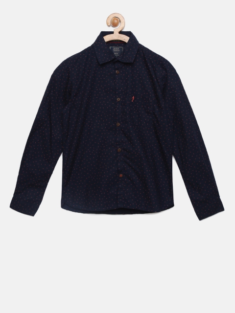 

Indian Terrain Boys Navy Blue Regular Fit Printed Casual Shirt