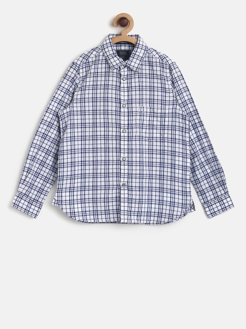 

Indian Terrain Boys White & Blue Regular Fit Checked Casual Shirt