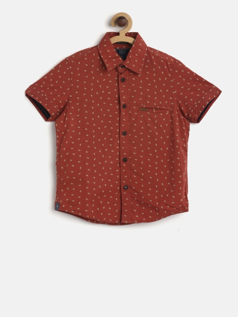

Indian Terrain Boys Rust Red Regular Fit Printed Casual Shirt