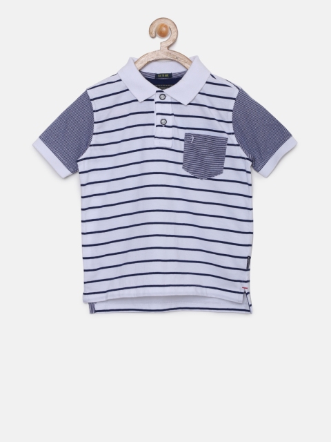 

Indian Terrain Boys White Striped Polo Collar T-shirt