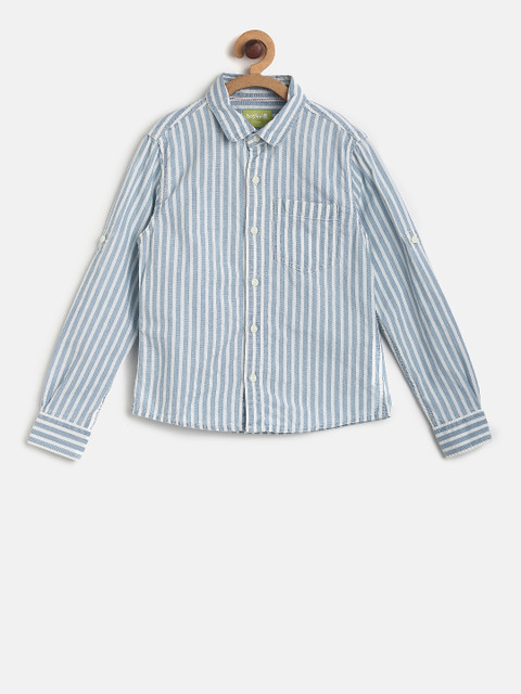 

Bossini Boys Blue & White Regular Fit Striped Casual Shirt