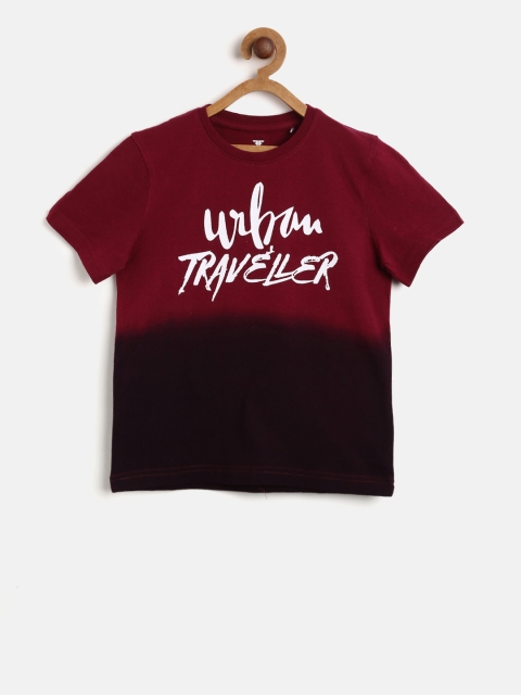 

Fame Forever by Lifestyle Boys Burgundy Printed Round Neck T-shirt