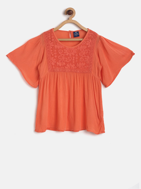 

Fame Forever by Lifestyle Girls Coral Orange Solid Top