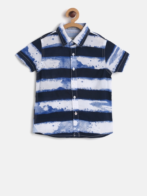 

Pepe Jeans Boys Blue & White Regular Fit Striped Casual Shirt