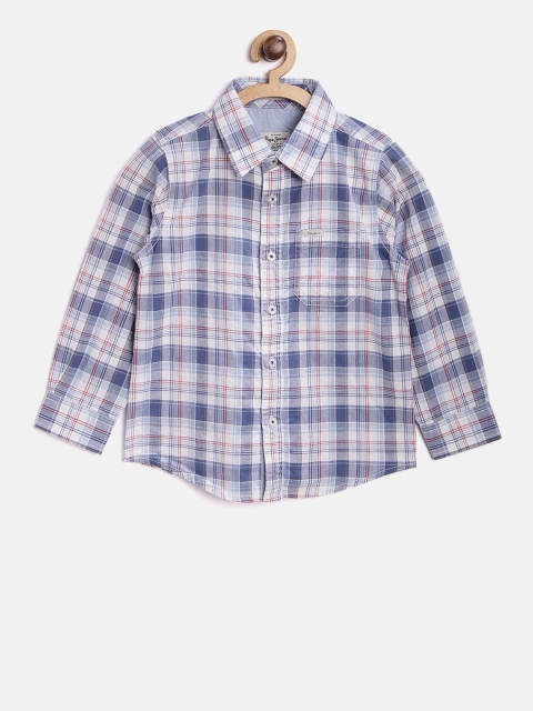 

Pepe Jeans Boys Blue & White Regular Fit Checked Casual Shirt