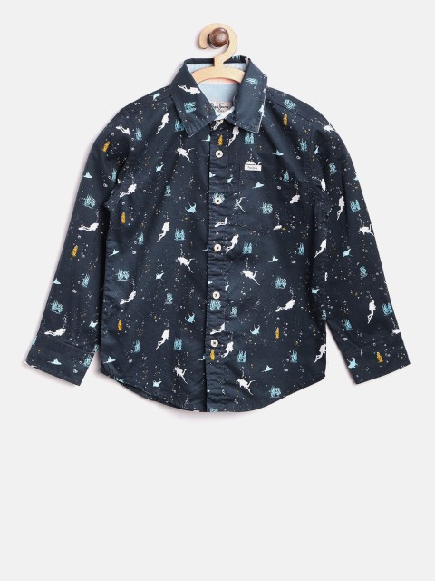 

Pepe Jeans Boys Navy Blue Regular Fit Printed Casual Shirt