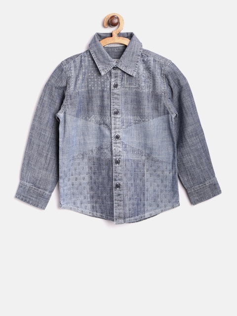 

Pepe Jeans Boys Blue Regular Fit Printed Denim Casual Shirt