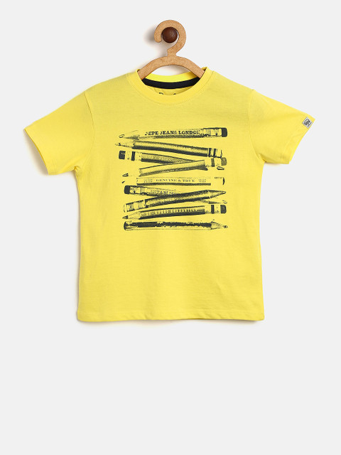 

Pepe Jeans Boys Yellow Printed Round Neck T-shirt