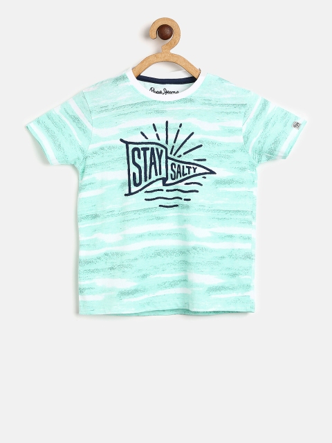 

Pepe Jeans Boys Sea Green Printed Round Neck T-shirt