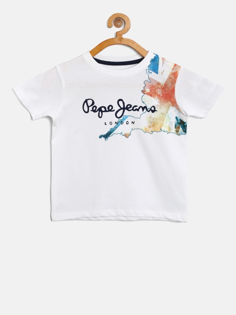 

Pepe Jeans Boys White Printed Round Neck Pure Cotton T-shirt