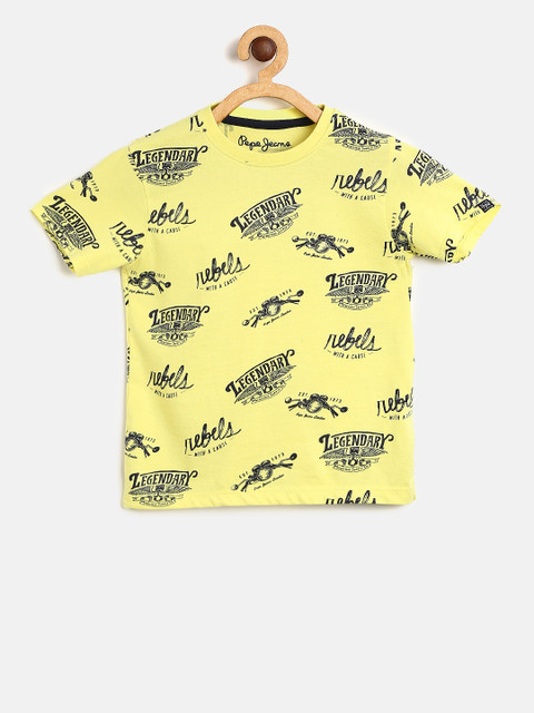

Pepe Jeans Boys Yellow Printed Round Neck T-shirt