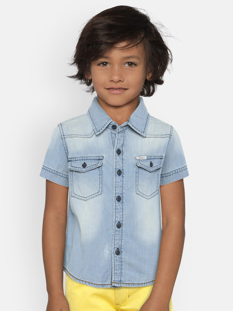 

Pepe Jeans Boys Blue KARLO Washed Chambray Shirt