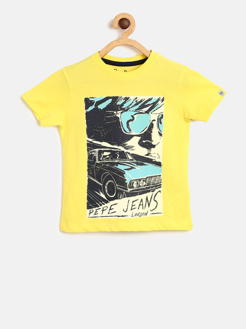 

Pepe Jeans Boys Yellow Printed Round Neck T-shirt
