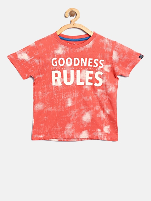 

Pepe Jeans Boys Coral Orange Printed Round Neck T-shirt