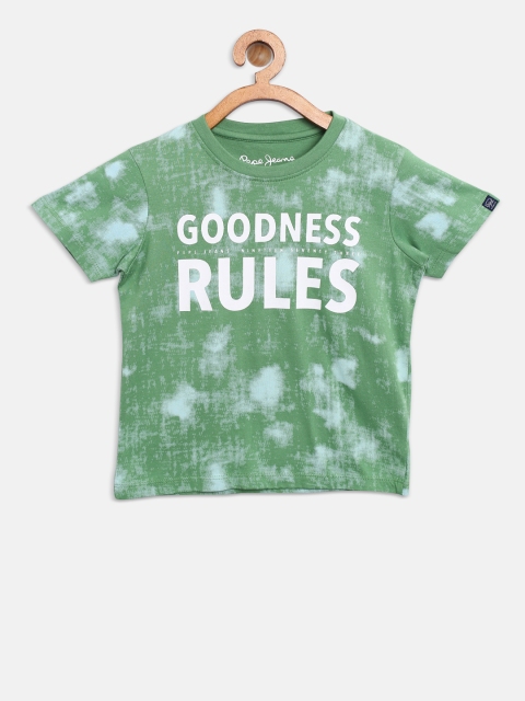 

Pepe Jeans Boys Green Printed Round Neck T-shirt