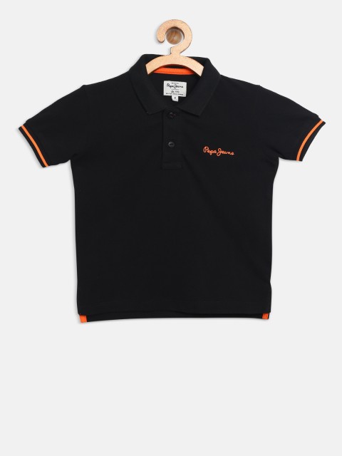 

Pepe Jeans Boys Black Solid Polo Pure Cotton T-shirt