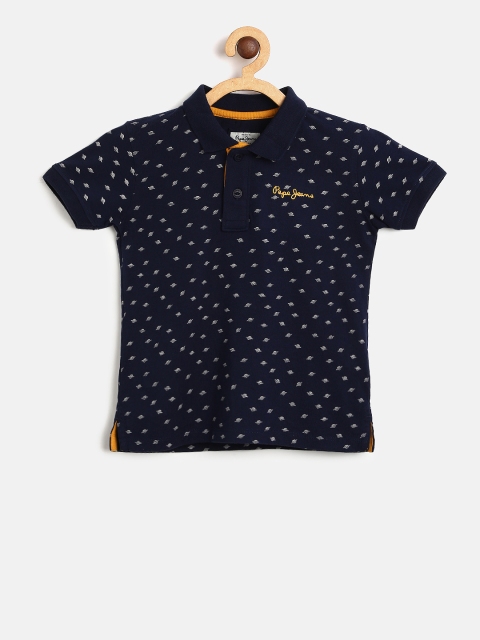 

Pepe Jeans Boys Navy Blue Printed Polo Collar T-shirt