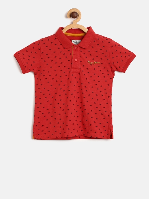 

Pepe Jeans Boys Red Printed Polo Collar T-shirt