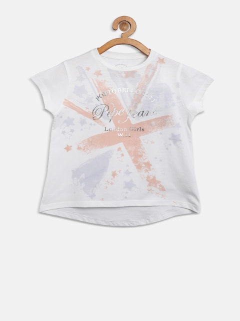 

Pepe Jeans Girls White Printed Round Neck T-shirt