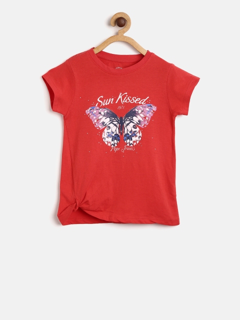

Pepe Jeans Girls Red Printed Round Neck T-shirt
