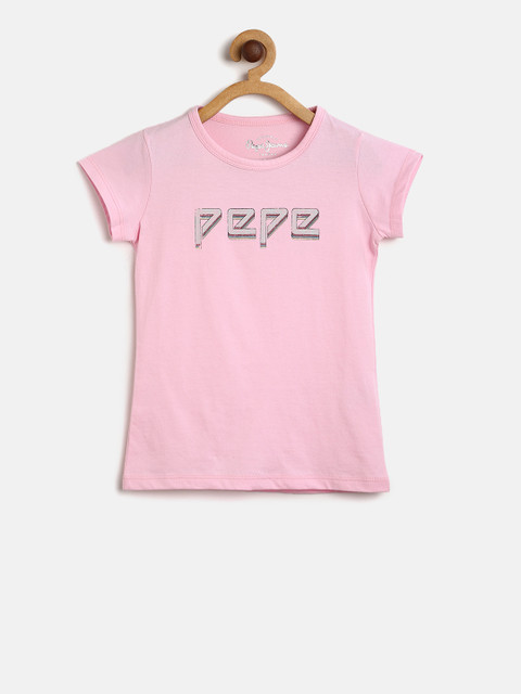 

Pepe Jeans Girls Pink Printed Round Neck T-shirt