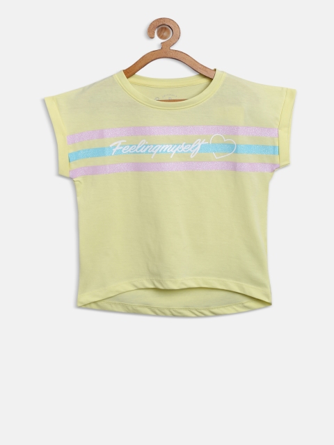 

Pepe Jeans Girls Yellow Printed Round Neck T-shirt
