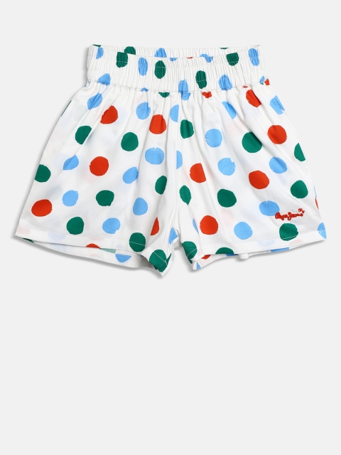 

Pepe Jeans Girls White Printed Loose Fit Shorts