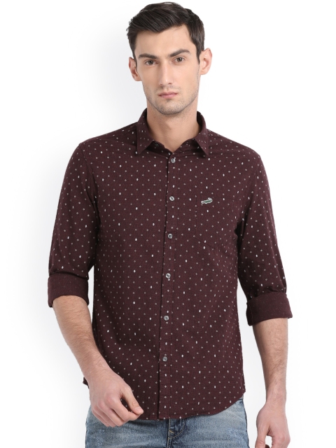 

Crocodile Men Maroon Slim Fit Self Design Casual Shirt