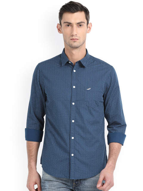 

Crocodile Men Navy Blue Slim Fit Printed Casual Shirt