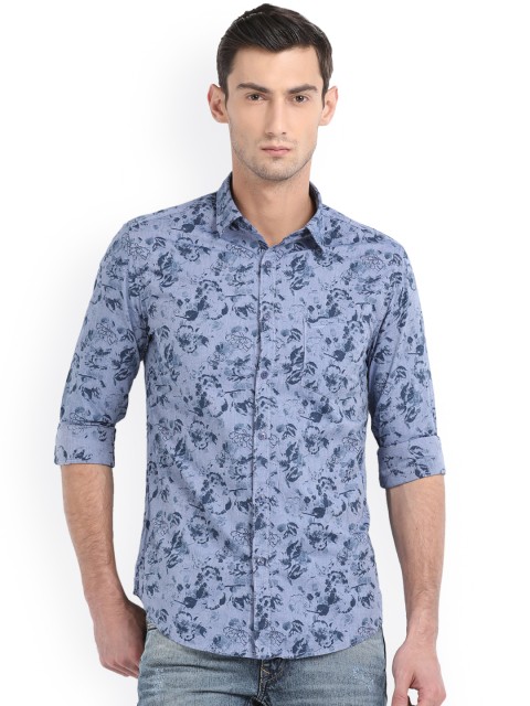 

Crocodile Men Blue & Navy Blue Slim Fit Printed Casual Shirt
