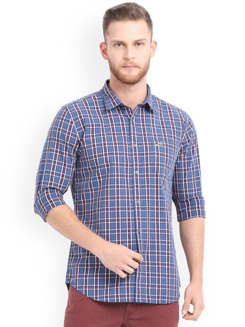 

Crocodile Men Blue Slim Fit Checked Casual Shirt