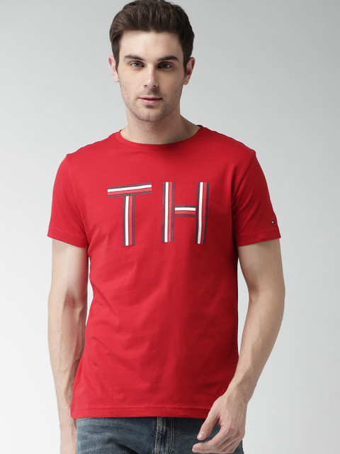 

Tommy Hilfiger Men Red Printed Round Neck T-shirt