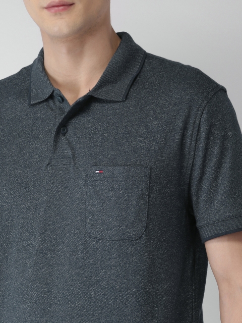 

Tommy Hilfiger Men Navy Blue Solid Polo Collar T-shirt