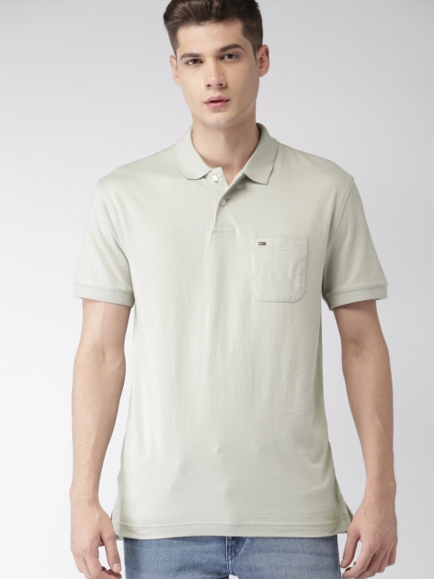 

Tommy Hilfiger Men Grey Solid Polo T-shirt