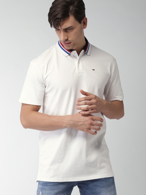 

Tommy Hilfiger Men White Solid Polo Collar T-shirt