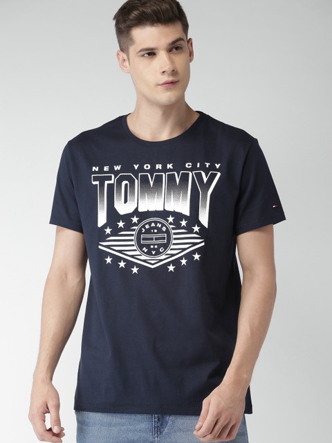 

Tommy Hilfiger Men Navy Blue Printed Round Neck T-shirt
