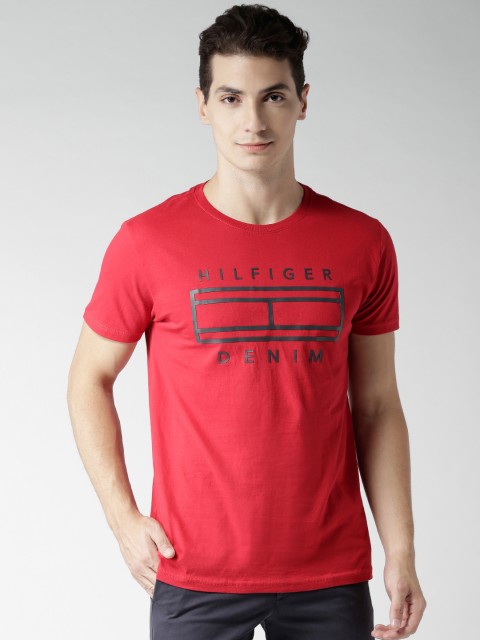 

Tommy Hilfiger Men Red Printed Round Neck T-shirt
