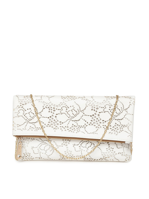 

Inc 5 Off-White Cut Work Foldover Clutch