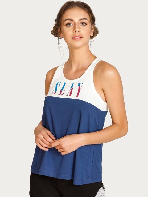 

WEST VOGUE by Zivame Women Blue Colourblocked Round Neck T-shirt