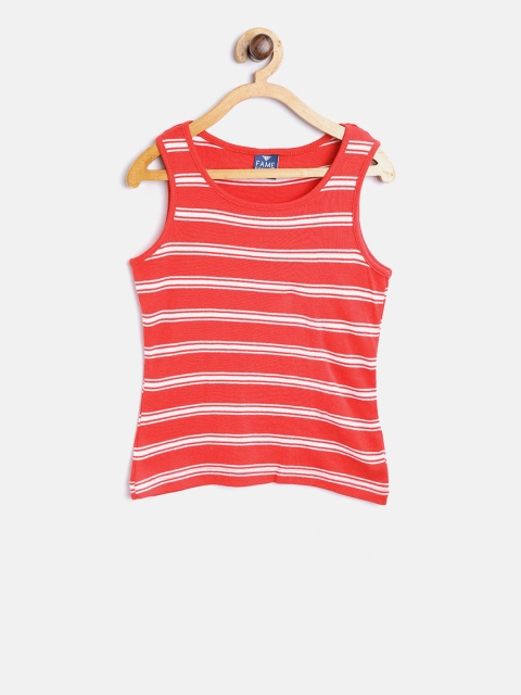 

Fame Forever by Lifestyle Girls Red & White Striped Round Neck T-shirt