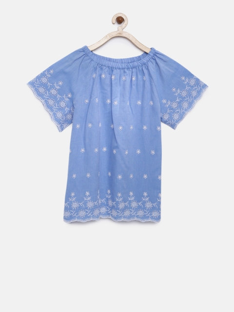 

Bossini Girls Blue Self Design Top