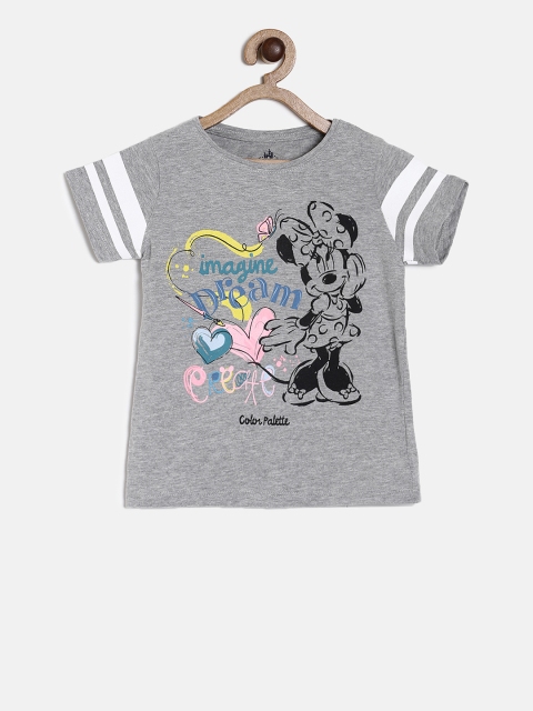 

Juniors by Lifestyle Girls Grey Melange Printed Round Neck T-shirt