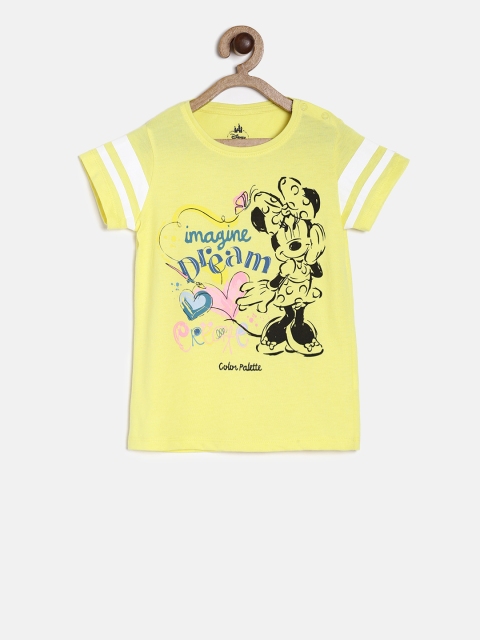 

Juniors by Lifestyle Girls Yellow Printed Round Neck T-shirt